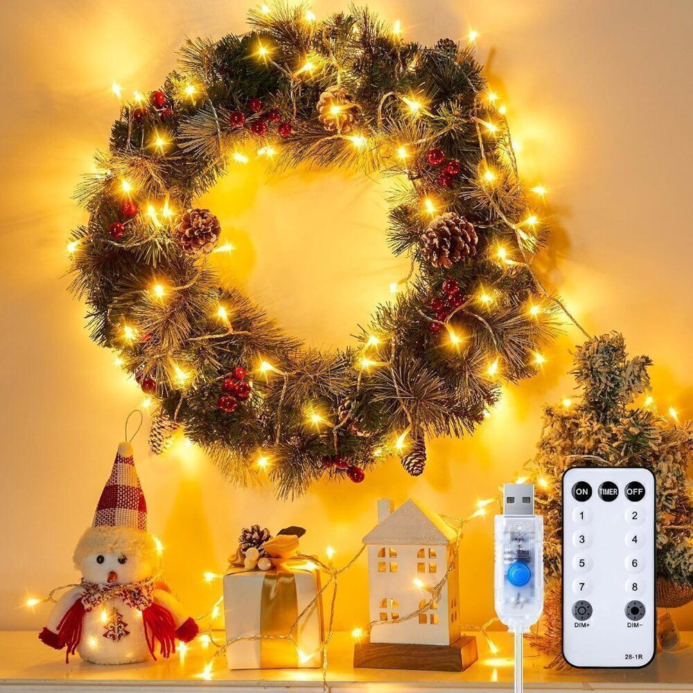100 LED String Lights - 39.5 Ft USB Plug in Twinkle Fairy Lights w 8 Modes